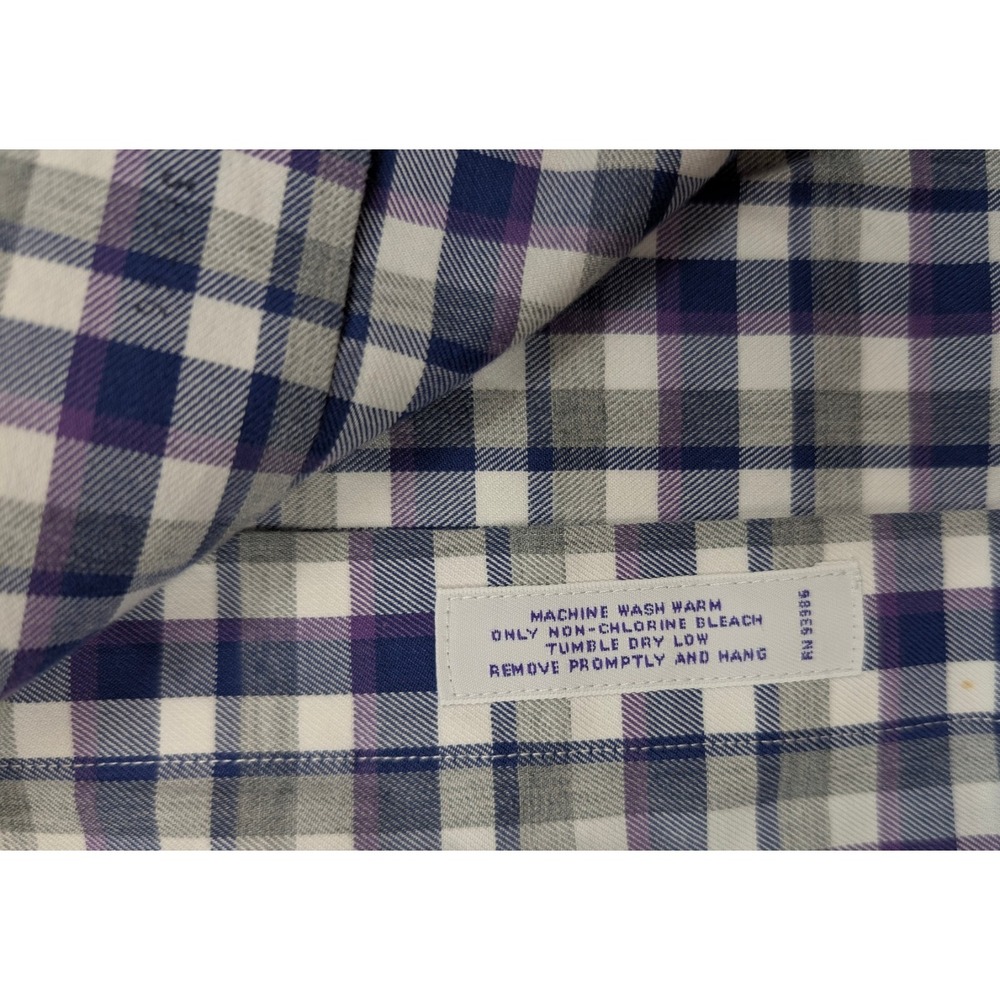 Brooks Brothers 346 Slim Fit Purple Gray Check L/S Shirt Men's Size 15.5 - 4/5 - Picture 5 of 6